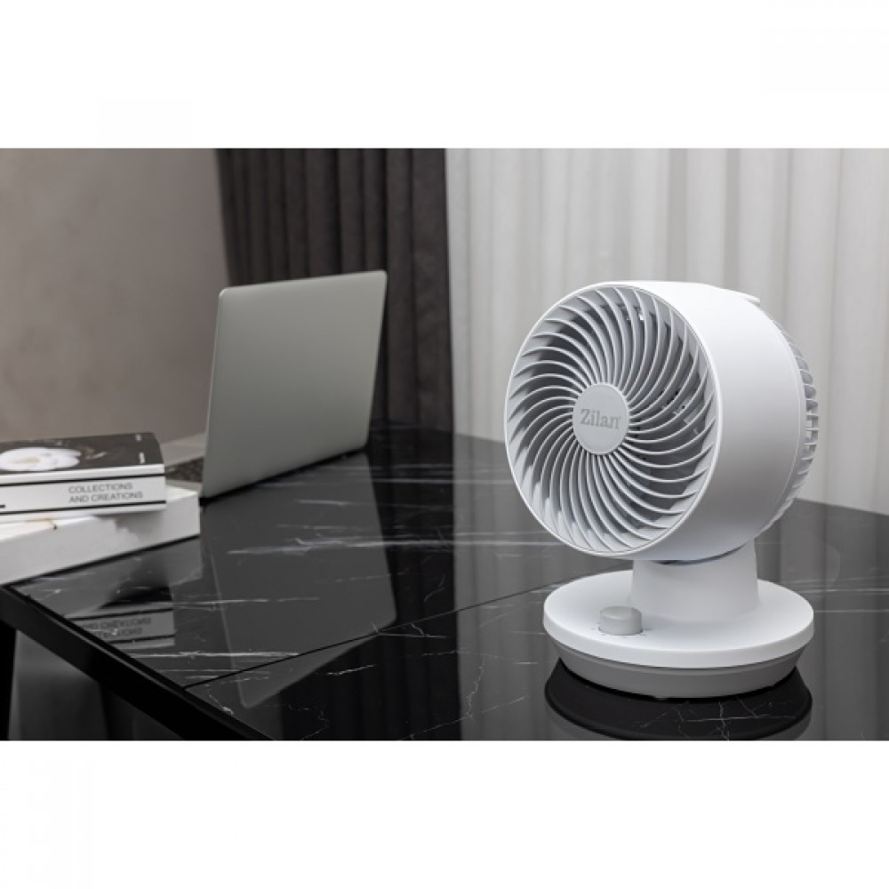 Ventilator de birou Zilan, 3 trepte de viteza, Oscilatie, Putere 45W