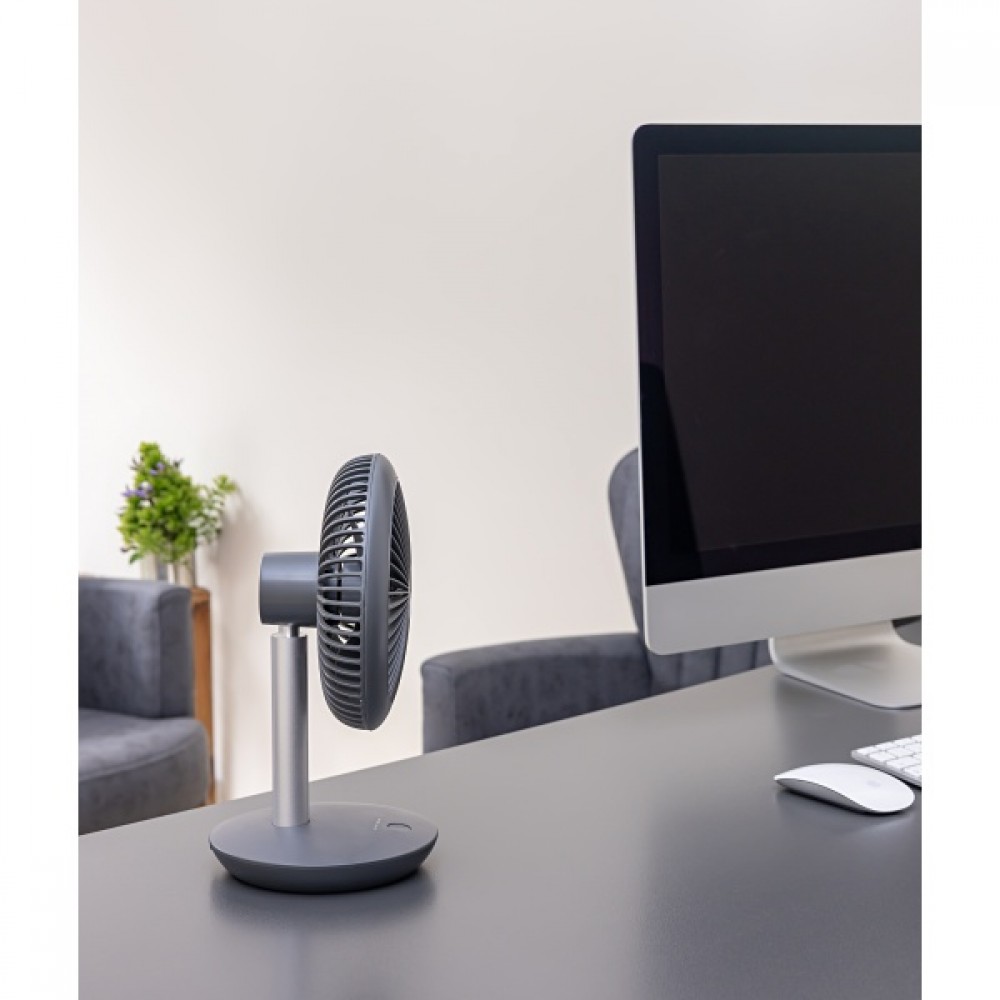Ventilator portabil reincarcabil ZILAN, Gri incarcare USB, Putere 5W, Diametru 18 cm, 4 viteze reglabil pe vertical