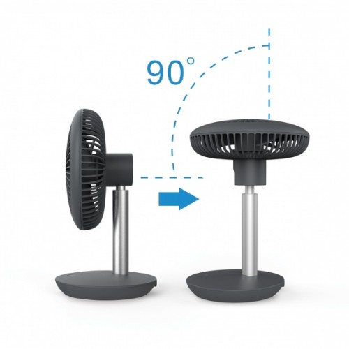 Ventilator portabil reincarcabil ZILAN, Gri incarcare USB, Putere 5W, Diametru 18 cm, 4 viteze reglabil pe vertical