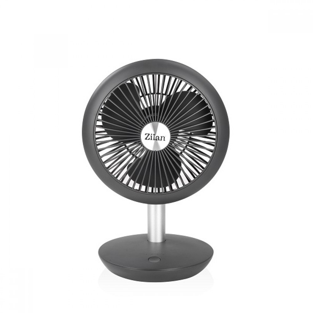 Ventilator portabil reincarcabil ZILAN, Gri incarcare USB, Putere 5W, Diametru 18 cm, 4 viteze reglabil pe vertical
