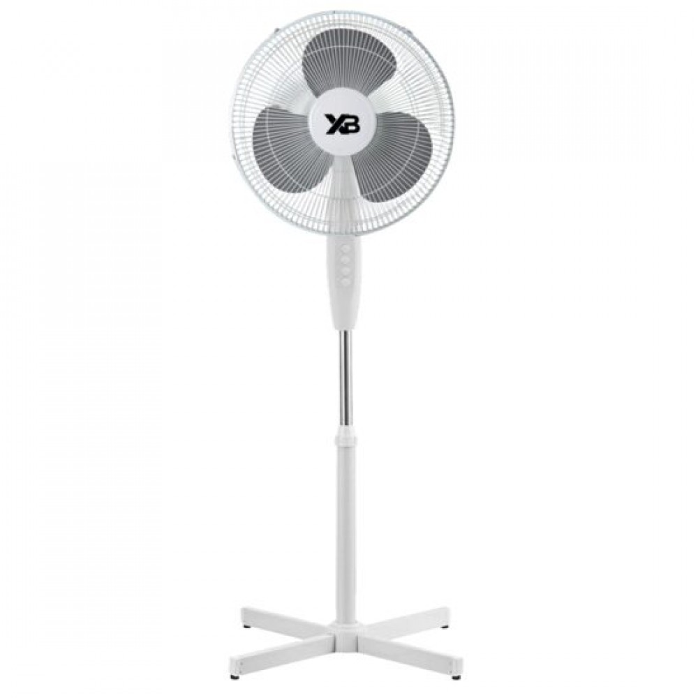 Ventilator cu picior Hausberg, 55W, 16 inch, 3 viteze, oscilatie, inaltime reglabila, alb