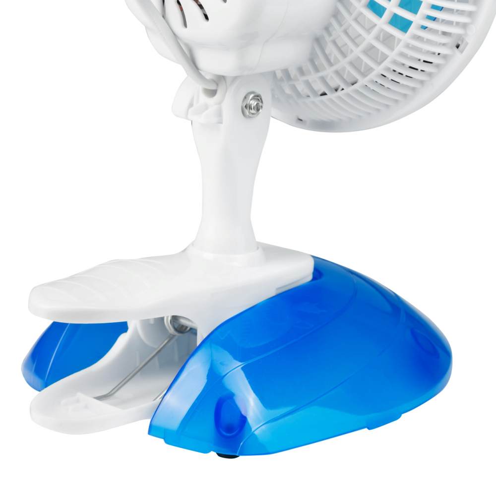 Ventilator birou Hausberg, 15W-20W, 15 cm, 2 viteze, alb-albastru