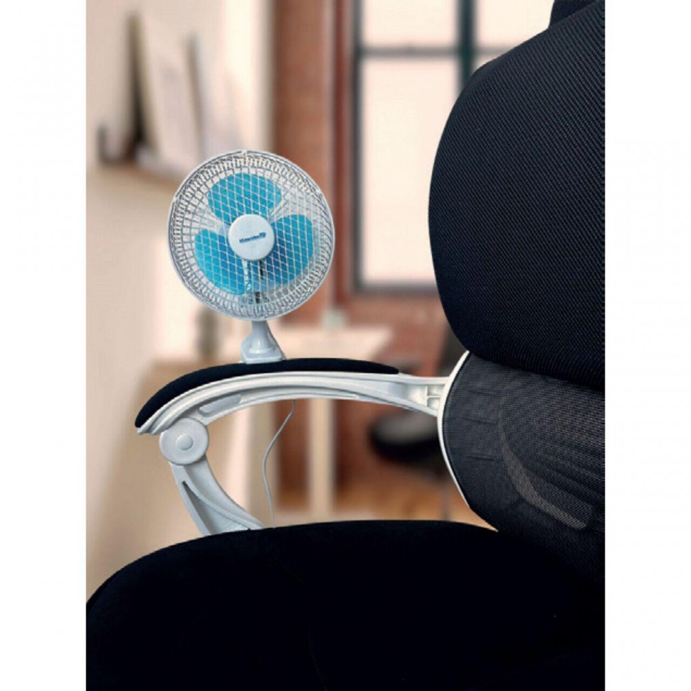 Ventilator birou Hausberg, 15W-20W, 15 cm, 2 viteze, alb-albastru