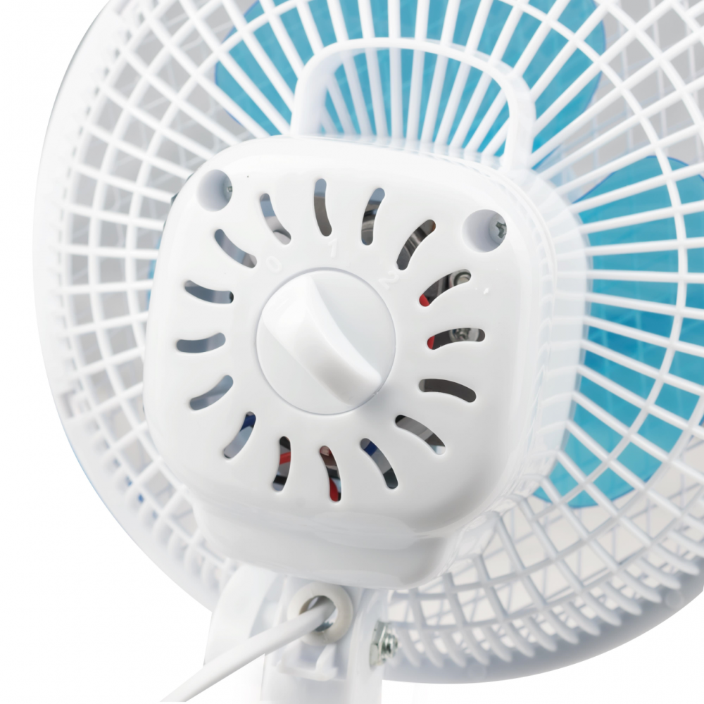 Ventilator birou Hausberg, 15W-20W, 15 cm, 2 viteze, alb-albastru