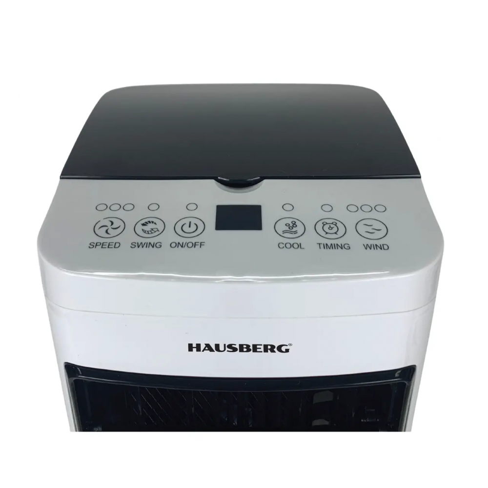 Ventilator cu racire si umidificare Hausberg, 3 viteze, temporizator 12h, rezervor 4L, telecomanda, alb