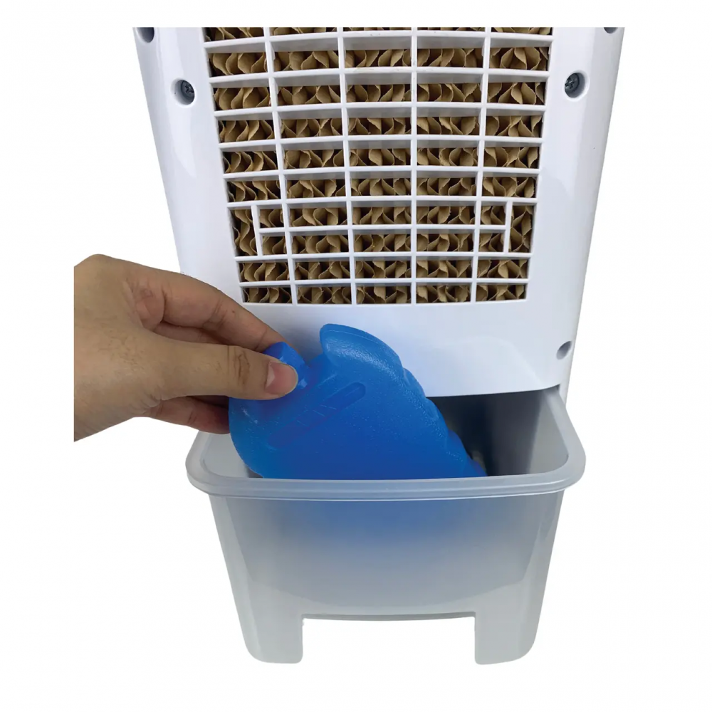 Ventilator cu racire si umidificare Hausberg, 3 viteze, temporizator 12h, rezervor 4L, telecomanda, alb