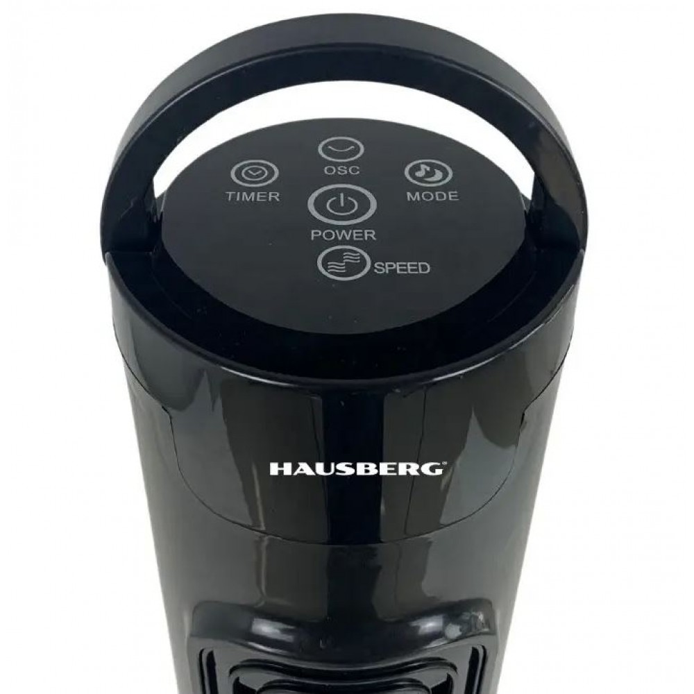Ventilator turn Hausberg, 60W, 32 inch, 3 moduri, 3 viteze, telecomanda, touch, negru