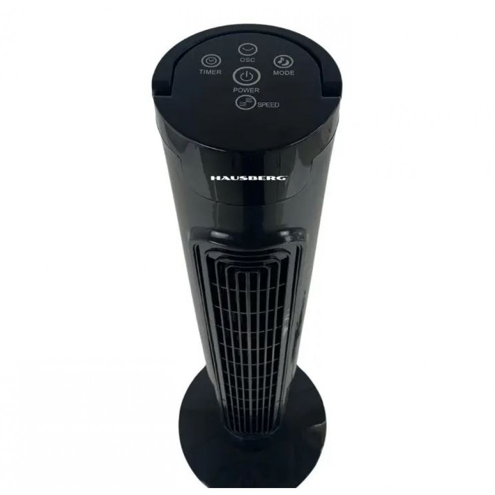 Ventilator turn Hausberg, 60W, 32 inch, 3 moduri, 3 viteze, telecomanda, touch, negru