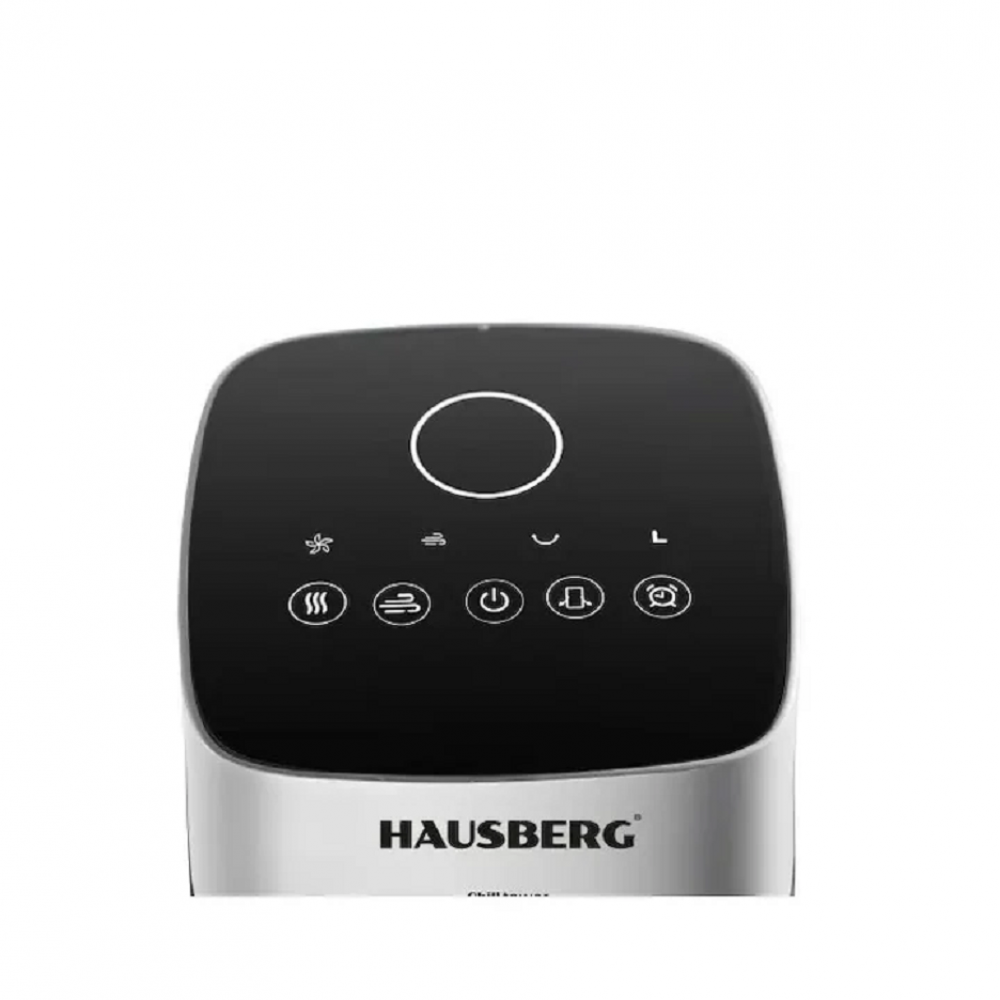 Ventilator turn digital Hausberg, 55W, 41 inch, 3 viteze, 3 moduri, temporizator 24h, LED, oscilatie, telecomanda, difuzor parfum, alb