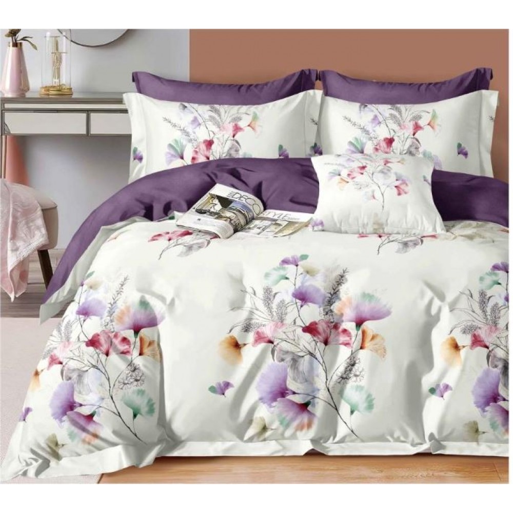 Lenjerie de pat dublu Bumbac Satinat, pentru 2 persoane, 4 piese, Cearceaf de pat 230 x 250cm, JN-02