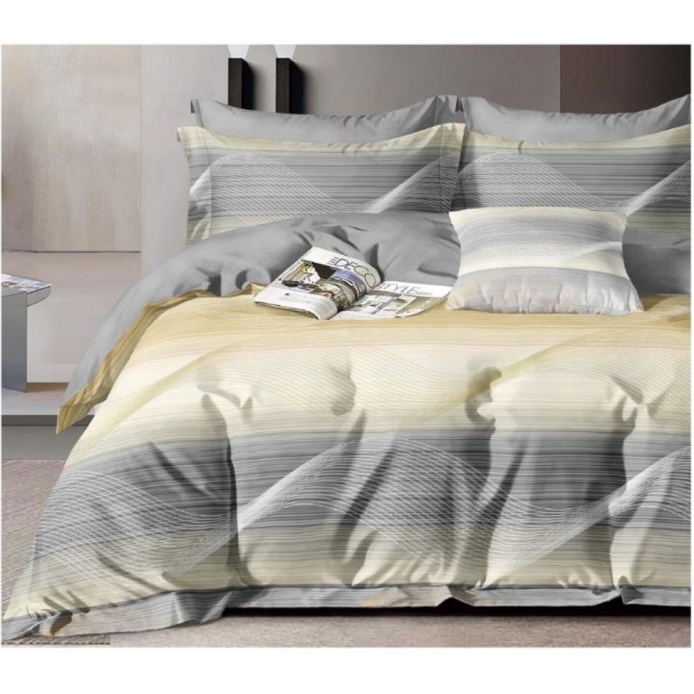 Lenjerie de pat dublu Bumbac Satinat, pentru 2 persoane, 4 piese, Cearceaf de pat 230 x 250cm, JN-05
