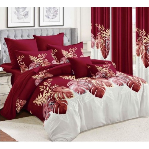 Lenjerie de pat dublu Bumbac Satinat, pentru 2 persoane, 4 piese, Cearceaf de pat 230 x 250cm, JN-07