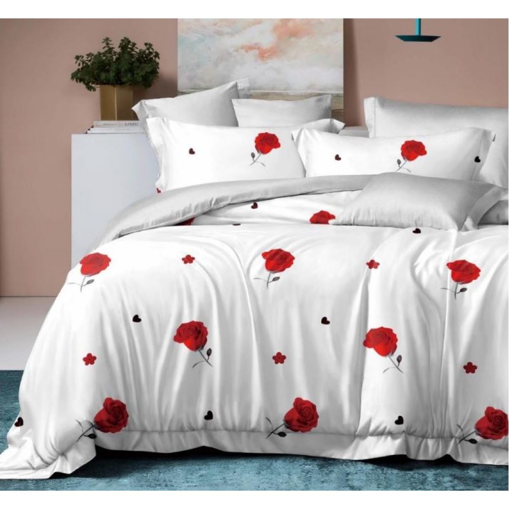 Lenjerie de pat dublu Bumbac Satinat, pentru 2 persoane, 4 piese, Cearceaf de pat 230 x 250cm, JN-010