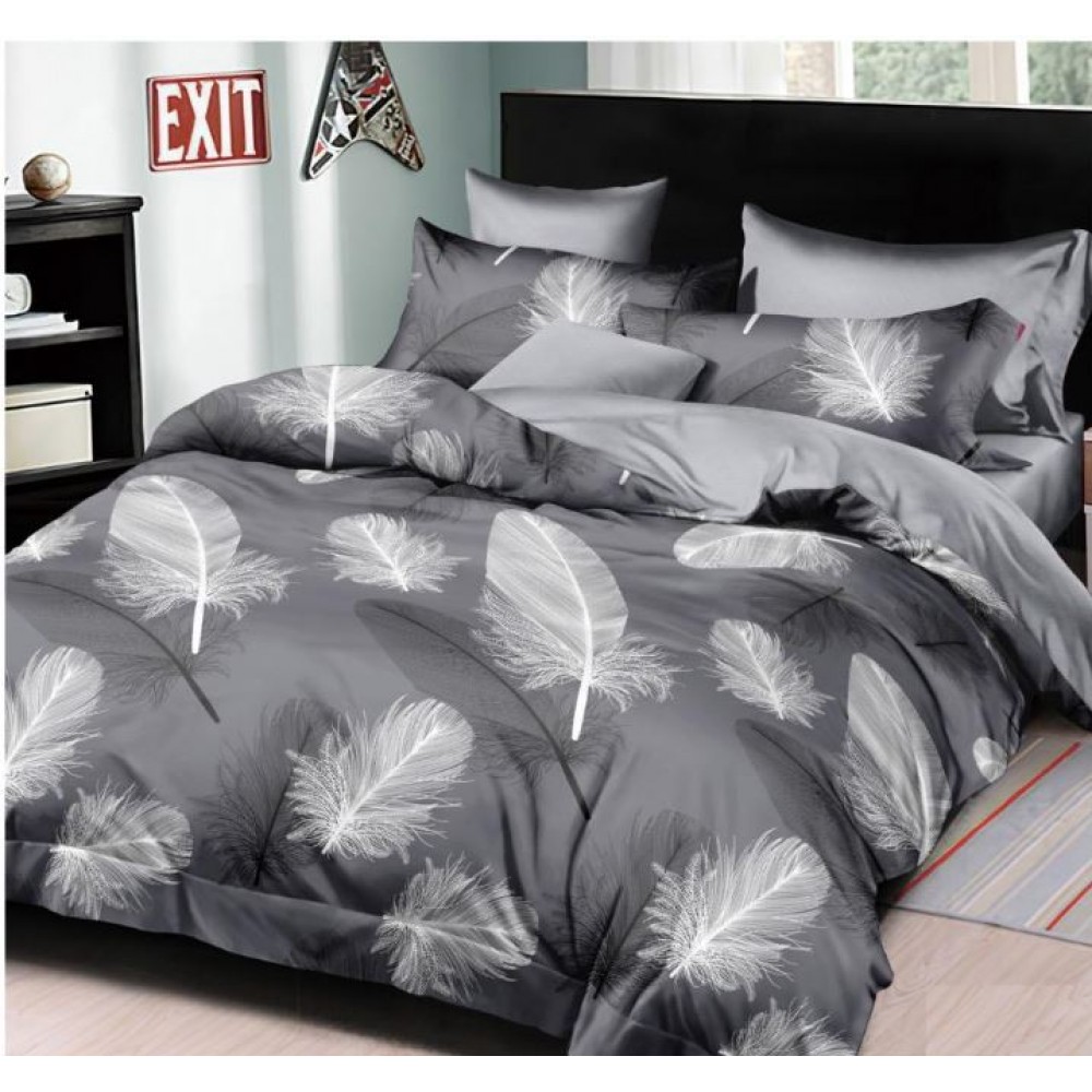 Lenjerie de pat dublu Bumbac Satinat, pentru 2 persoane, 4 piese, Cearceaf de pat 230 x 250cm, JN-011