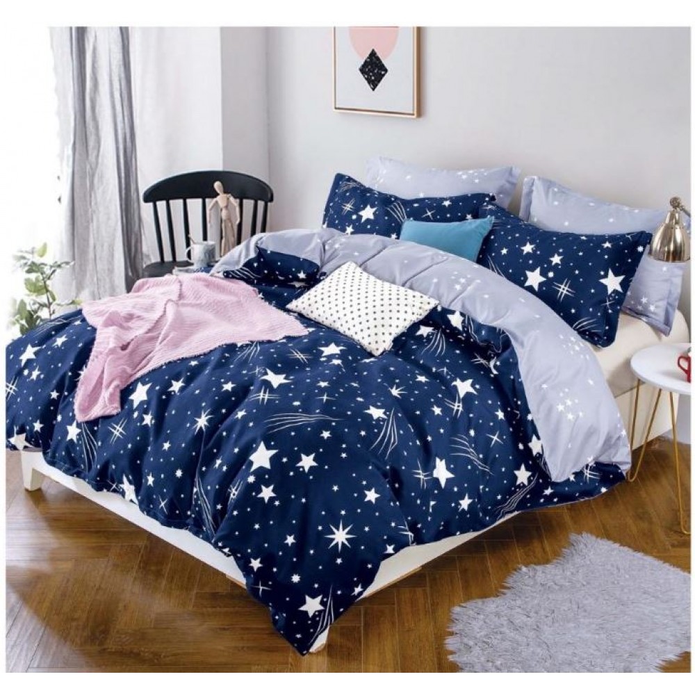 Lenjerie de pat dublu Bumbac Satinat, pentru 2 persoane, 4 piese, Cearceaf de pat 230 x 250cm, JN-012