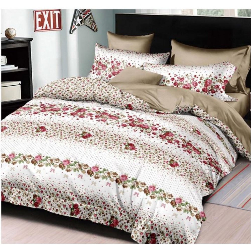 Lenjerie de pat dublu Bumbac Satinat, pentru 2 persoane, 4 piese, Cearceaf de pat 230 x 250cm, JN-013