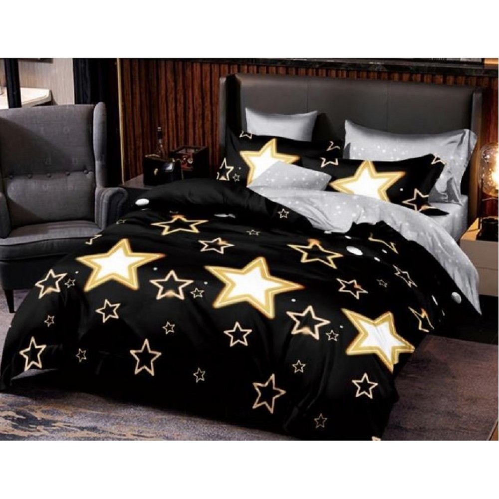 Lenjerie de pat dublu Bumbac Satinat, pentru 2 persoane, 4 piese, Cearceaf de pat 230 x 250cm, JN-016