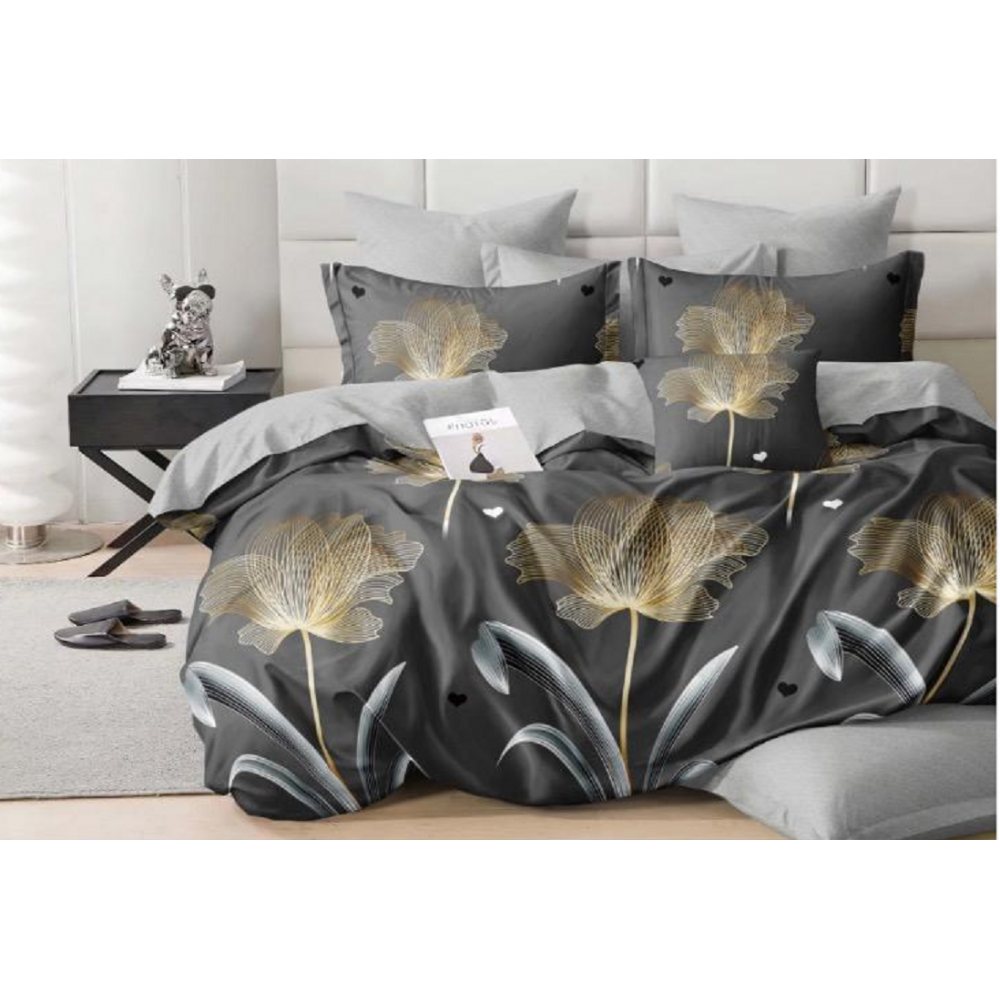 Lenjerie de pat dublu Bumbac Satinat, pentru 2 persoane, 4 piese, Cearceaf de pat 230 x 250cm, JN-017