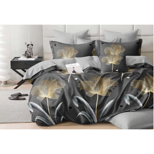 Lenjerie de pat dublu Bumbac Satinat, pentru 2 persoane, 4 piese, Cearceaf de pat 230 x 250cm, JN-017