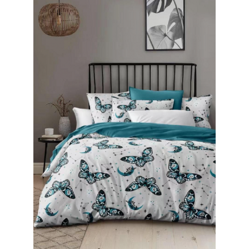 Lenjerie de pat dublu Bumbac Finet, pentru 2 persoane, 6 piese, Cearceaf de pat 220 x 235cm, JN-018