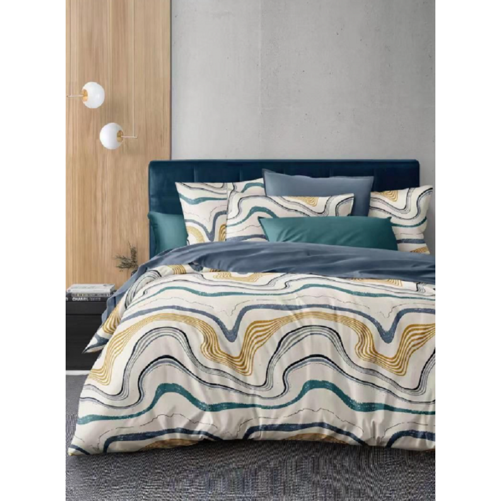Lenjerie de pat dublu Bumbac Finet, pentru 2 persoane, 6 piese, Cearceaf de pat 220 x 235cm, JN-019