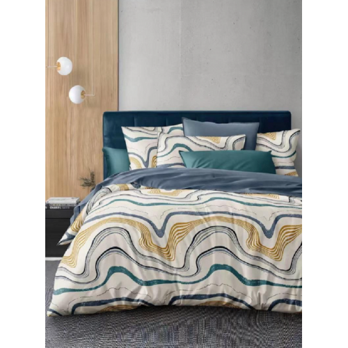 Lenjerie de pat dublu Bumbac Finet, pentru 2 persoane, 6 piese, Cearceaf de pat 220 x 235cm, JN-019