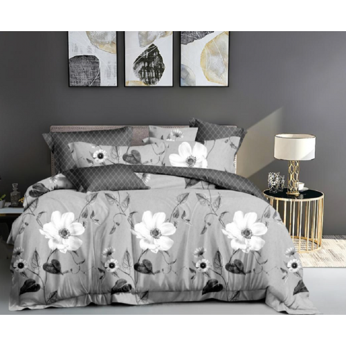 Lenjerie de pat dublu Bumbac Finet, pentru 2 persoane, 6 piese, Cearceaf de pat 220 x 235cm, JN-020