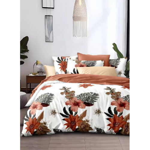 Lenjerie de pat dublu Bumbac Finet, pentru 2 persoane, 6 piese, Cearceaf de pat 220 x 235cm, JN-024