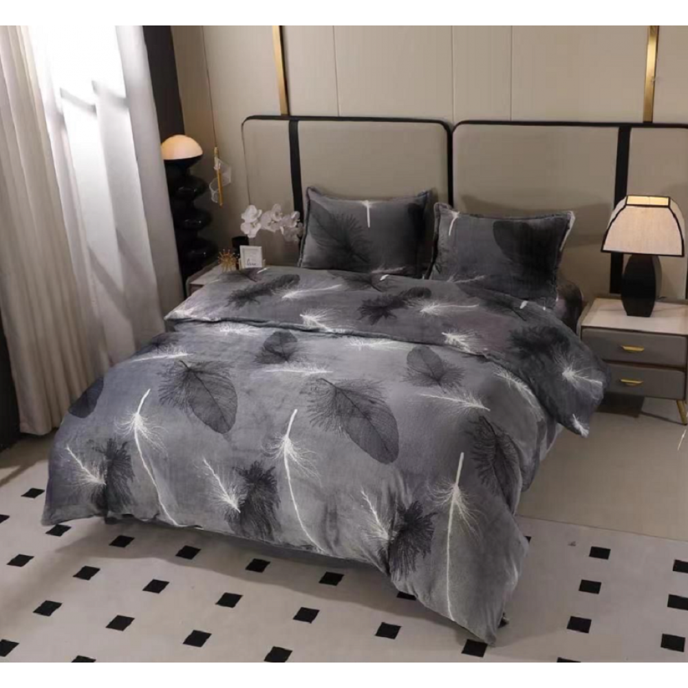 Lenjerie de pat dublu Bumbac Finet, pentru 2 persoane, 6 piese, Cearceaf de pat 220 x 235cm, JN-025