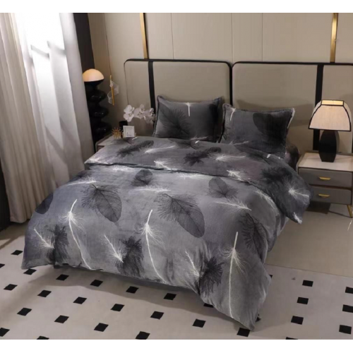 Lenjerie de pat dublu Bumbac Finet, pentru 2 persoane, 6 piese, Cearceaf de pat 220 x 235cm, JN-025