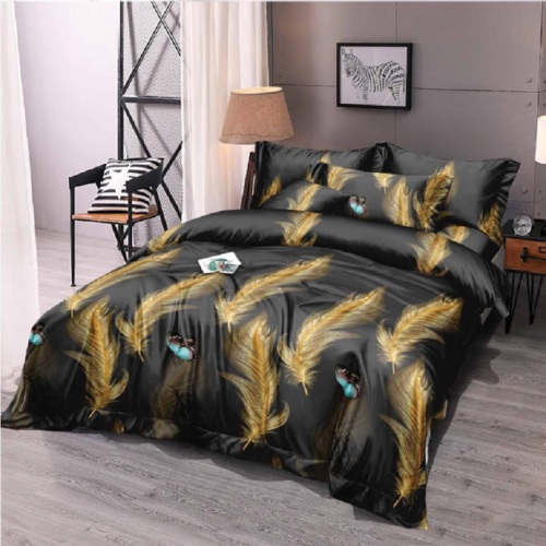 Lenjerie de pat dublu Bumbac Finet, pentru 2 persoane, 6 piese, Cearceaf de pat 220 x 235cm, JN-026