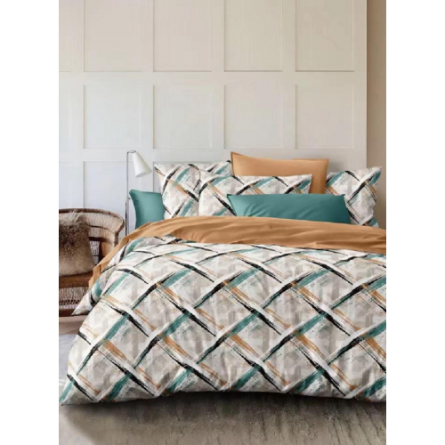 Lenjerie de pat dublu Bumbac Finet, pentru 2 persoane, 6 piese, Cearceaf de pat 220 x 235cm, JN-027