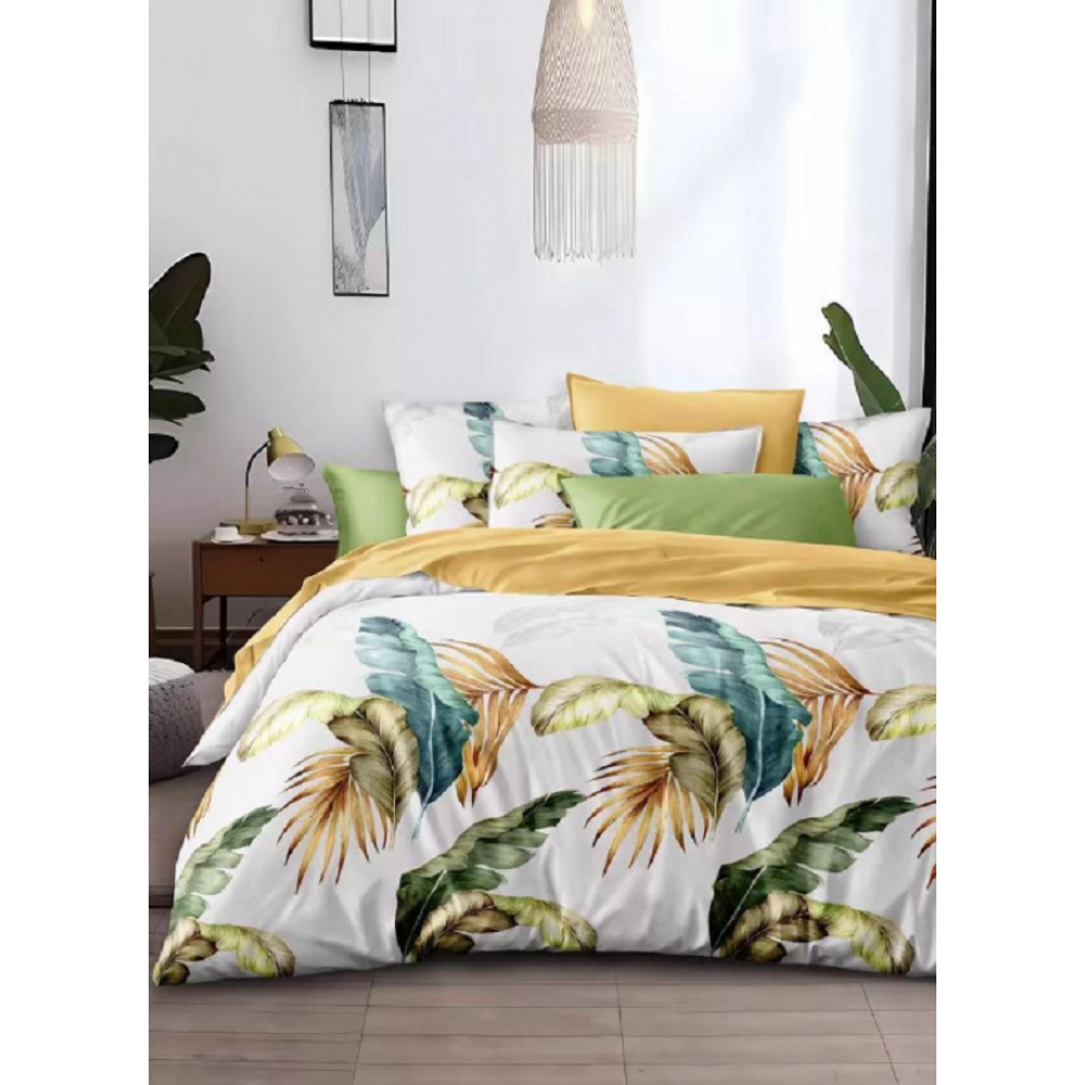 Lenjerie de pat dublu Bumbac Finet, pentru 2 persoane, 6 piese, Cearceaf de pat 220 x 235cm, JN-028