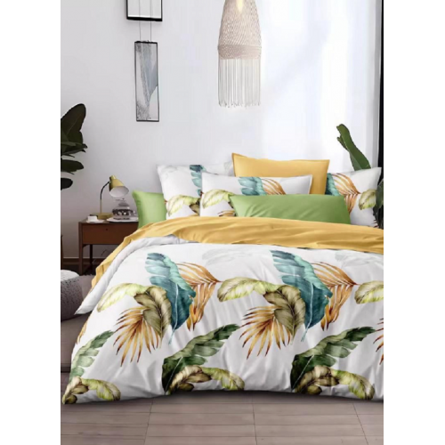 Lenjerie de pat dublu Bumbac Finet, pentru 2 persoane, 6 piese, Cearceaf de pat 220 x 235cm, JN-028
