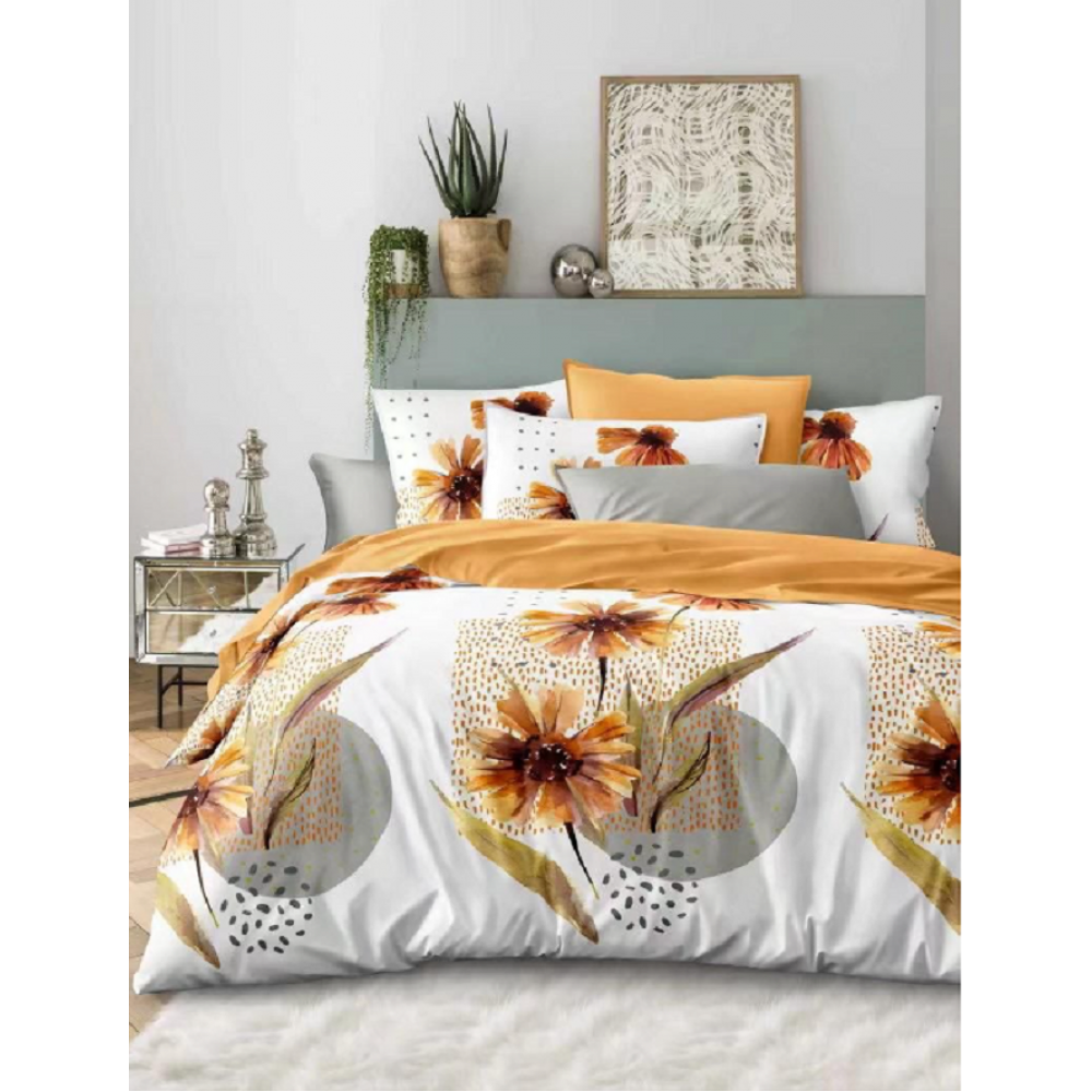 Lenjerie de pat dublu Bumbac Finet, pentru 2 persoane, 6 piese, Cearceaf de pat 220 x 235cm, JN-030