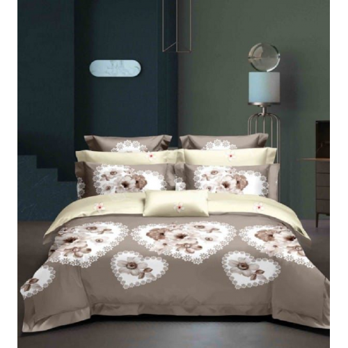Lenjerie de pat dublu Bumbac Finet, pentru 2 persoane, 6 piese, Cearceaf de pat 220 x 235cm, JN-033