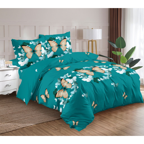 Lenjerie de pat dublu Bumbac Finet, pentru 2 persoane, 6 piese, Cearceaf de pat 220 x 235cm, JN-034