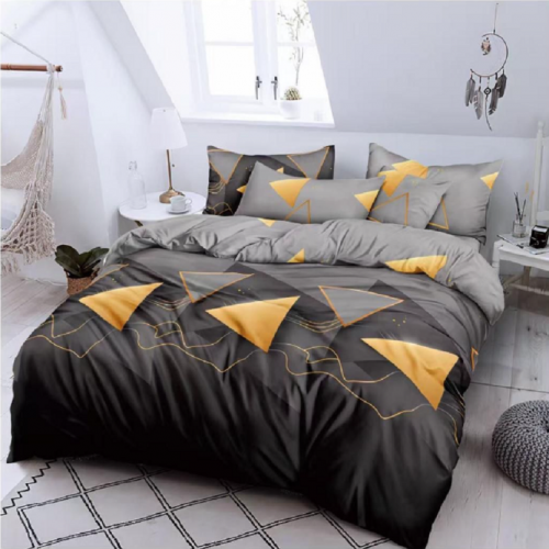 Lenjerie de pat dublu Bumbac Finet, pentru 2 persoane, 6 piese, Cearceaf de pat 220 x 235cm, JN-035