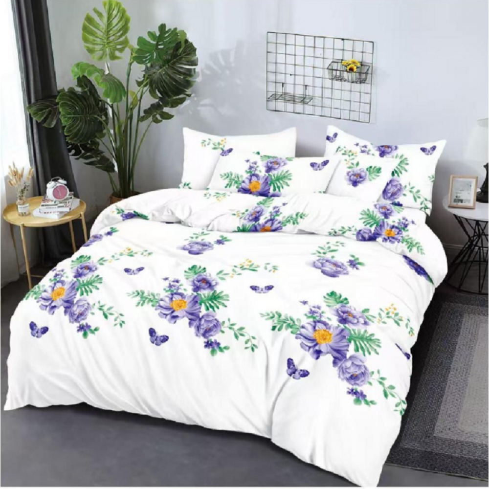 Lenjerie de pat dublu Bumbac Finet, pentru 2 persoane, 6 piese, Cearceaf de pat 220 x 235cm, JN-036