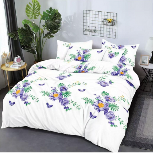 Lenjerie de pat dublu Bumbac Finet, pentru 2 persoane, 6 piese, Cearceaf de pat 220 x 235cm, JN-036