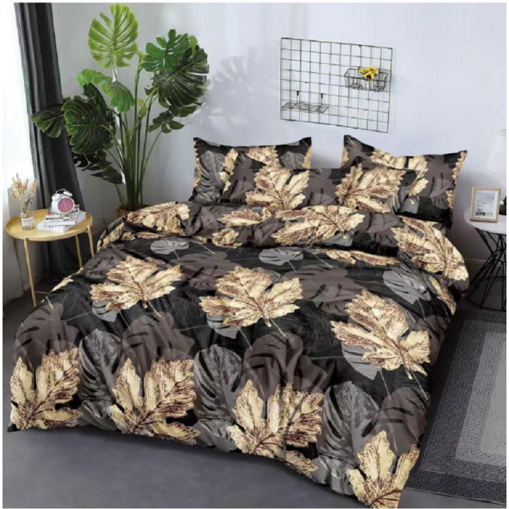 Lenjerie de pat dublu Bumbac Finet, pentru 2 persoane, 6 piese, Cearceaf de pat 220 x 235cm, JN-037