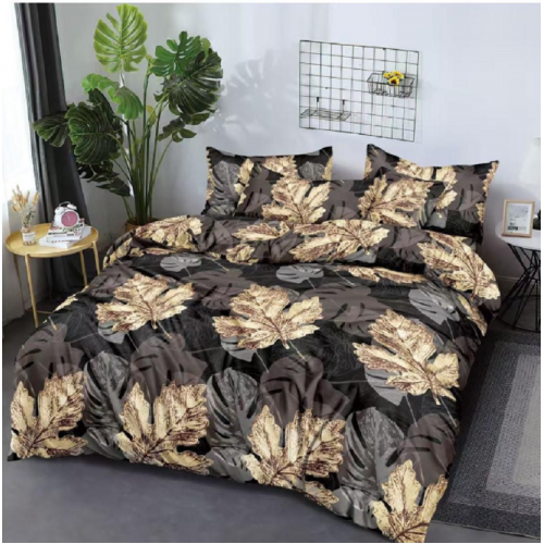 Lenjerie de pat dublu Bumbac Finet, pentru 2 persoane, 6 piese, Cearceaf de pat 220 x 235cm, JN-037