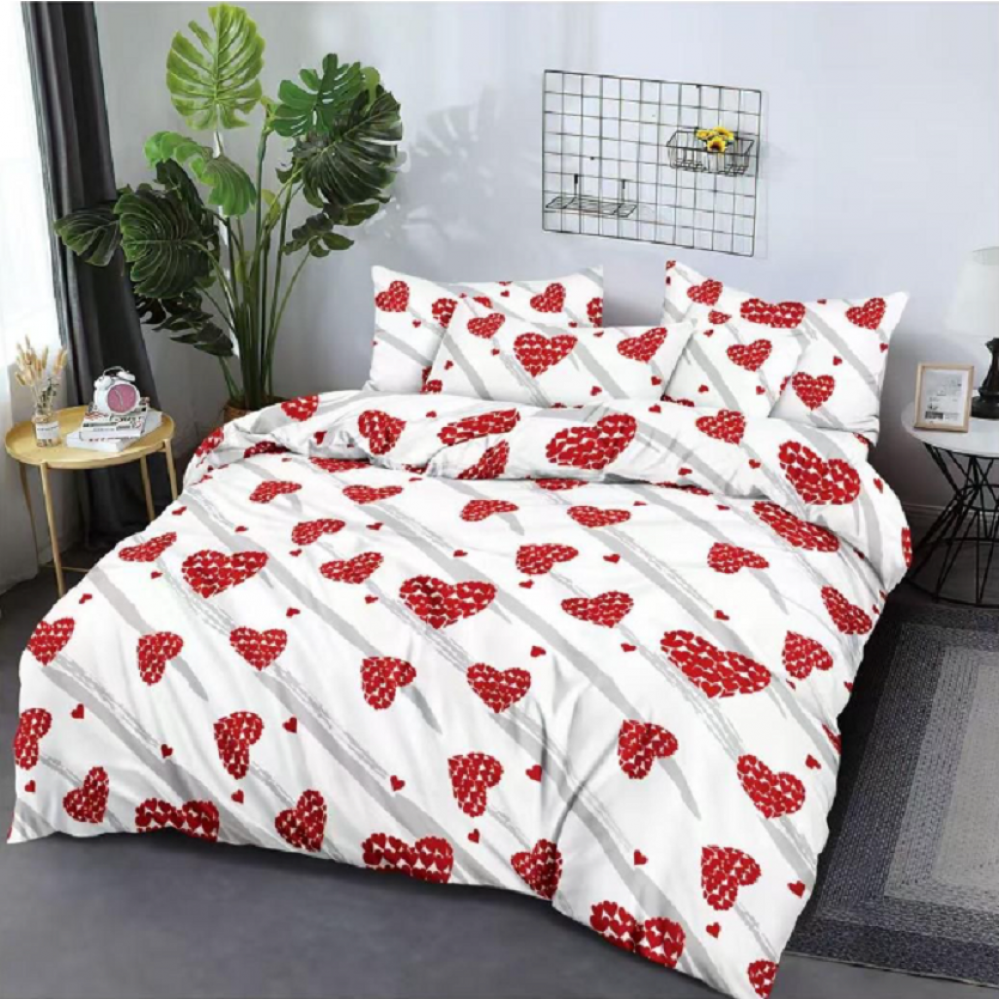 Lenjerie de pat dublu Bumbac Finet, pentru 2 persoane, 6 piese, Cearceaf de pat 220 x 235cm, JN-038