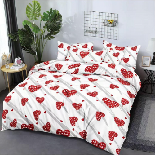 Lenjerie de pat dublu Bumbac Finet, pentru 2 persoane, 6 piese, Cearceaf de pat 220 x 235cm, JN-038