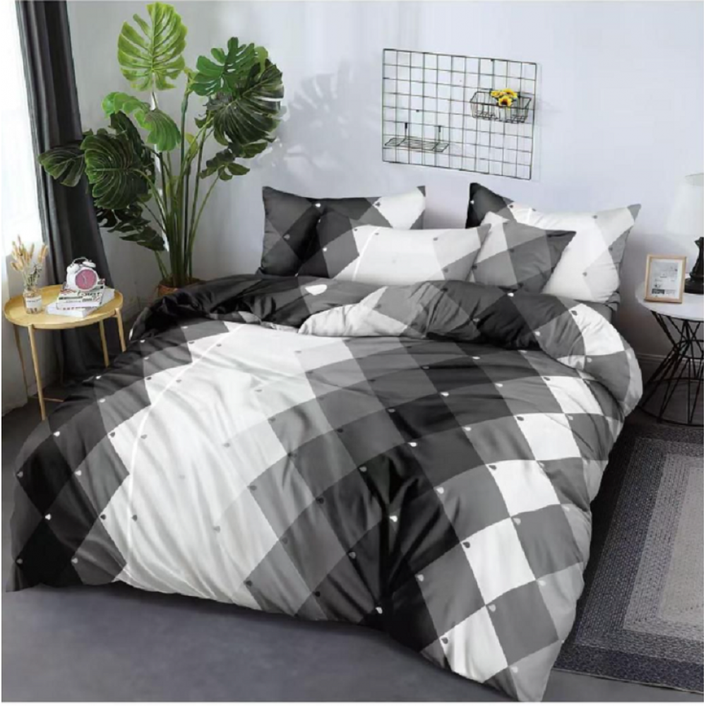 Lenjerie de pat dublu Bumbac Finet, pentru 2 persoane, 6 piese, Cearceaf de pat 220 x 235cm, JN-039