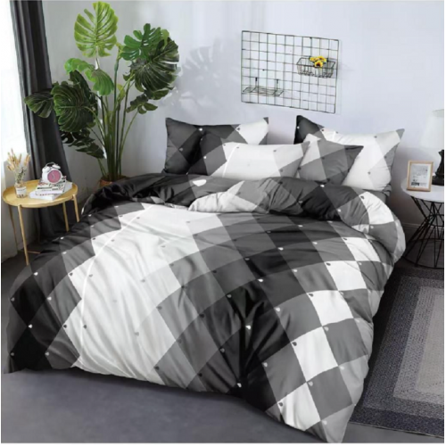 Lenjerie de pat dublu Bumbac Finet, pentru 2 persoane, 6 piese, Cearceaf de pat 220 x 235cm, JN-039