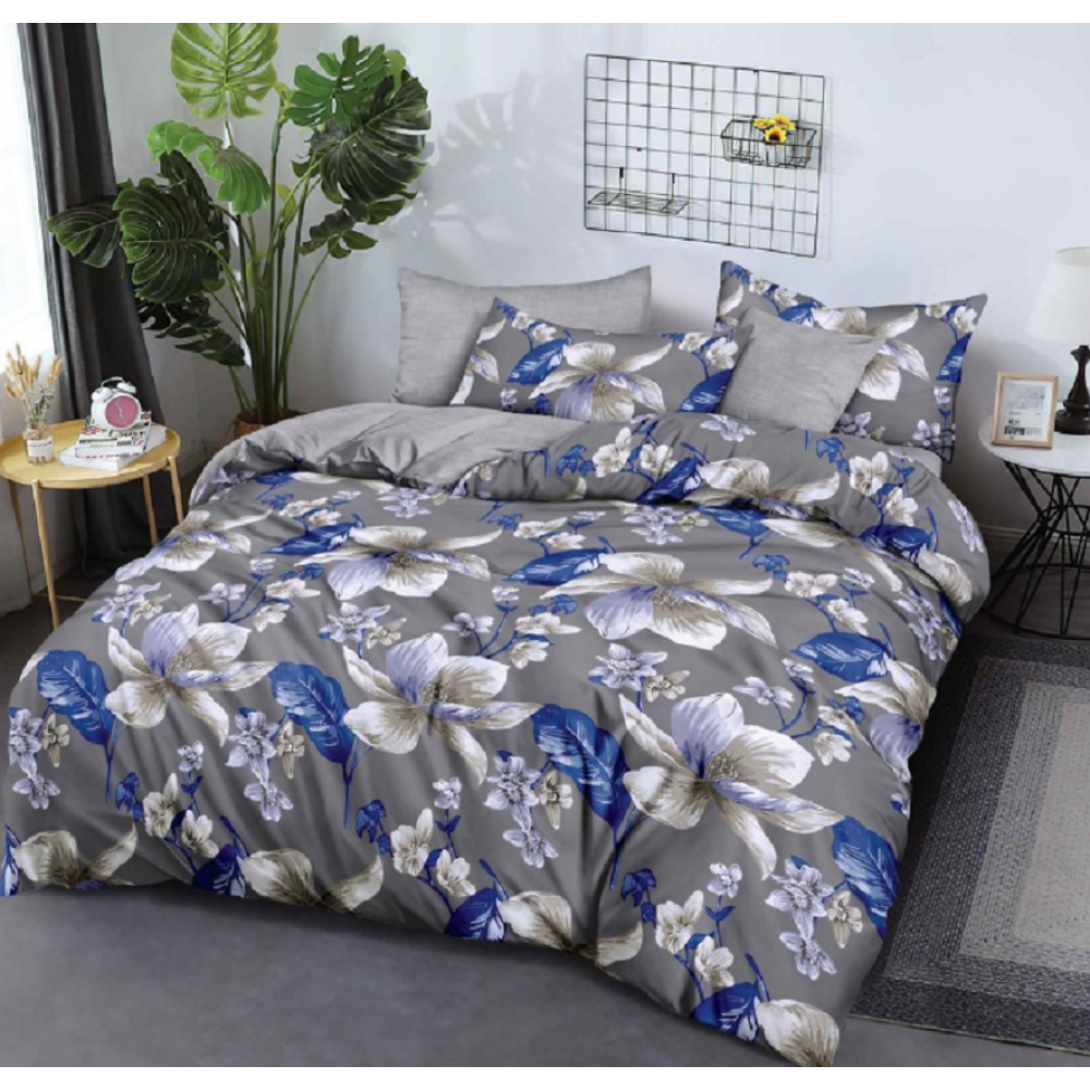 Lenjerie de pat dublu Bumbac Finet, pentru 2 persoane, 6 piese, Cearceaf de pat 180 x 200cm, JN-041