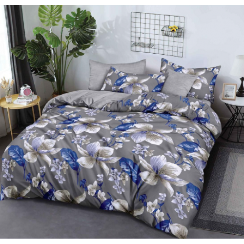 Lenjerie de pat dublu Bumbac Finet, pentru 2 persoane, 6 piese, Cearceaf de pat 180 x 200cm, JN-041