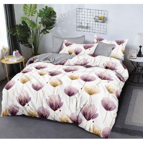 Lenjerie de pat dublu Bumbac Finet, pentru 2 persoane, 6 piese, Cearceaf de pat 180 x 200cm, JN-042