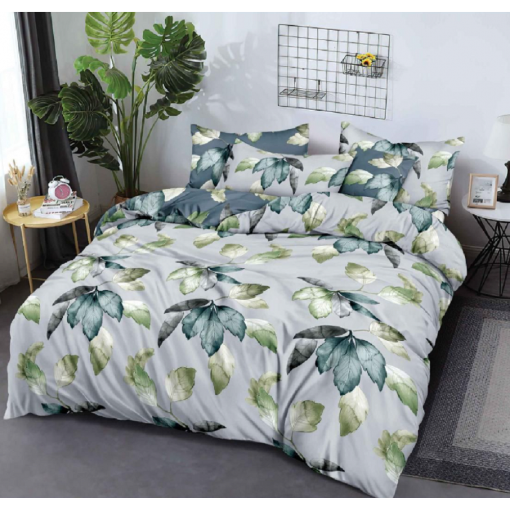 Lenjerie de pat dublu Bumbac Finet, pentru 2 persoane, 6 piese, Cearceaf de pat 180 x 200cm, JN-043